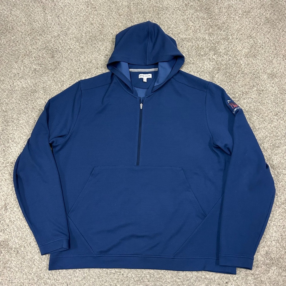 Peter Millar Navy Grid Performance Half Zip Hoodi… - image 2